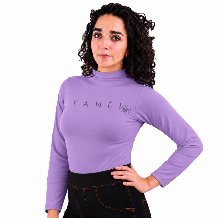 Blusa Jera Cuello Alto Afelpado Unitalla Manga Larga Lila