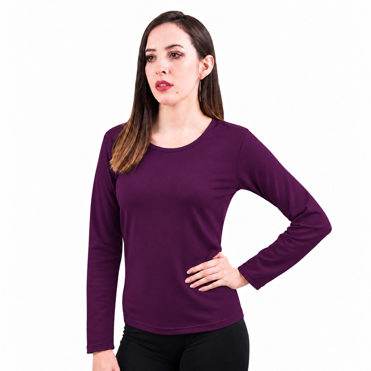 Blusa Jera Afelpada Manga Larga Cuello Redondo Unitalla Uva