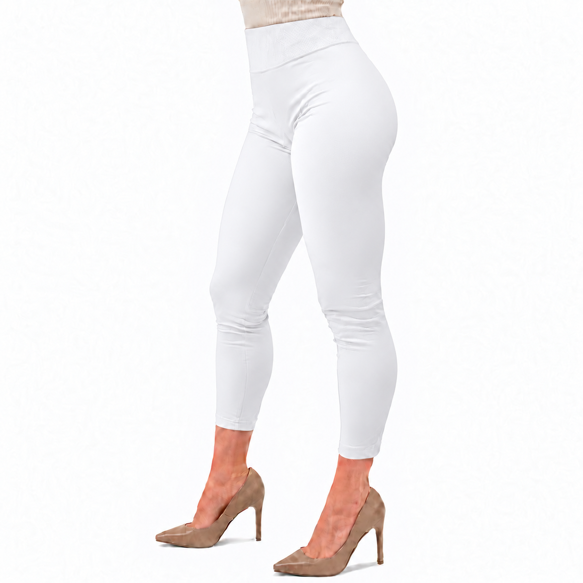 Leggings Térmicos Afelpados para Mujer Unitalla Pretina Alta Blanco