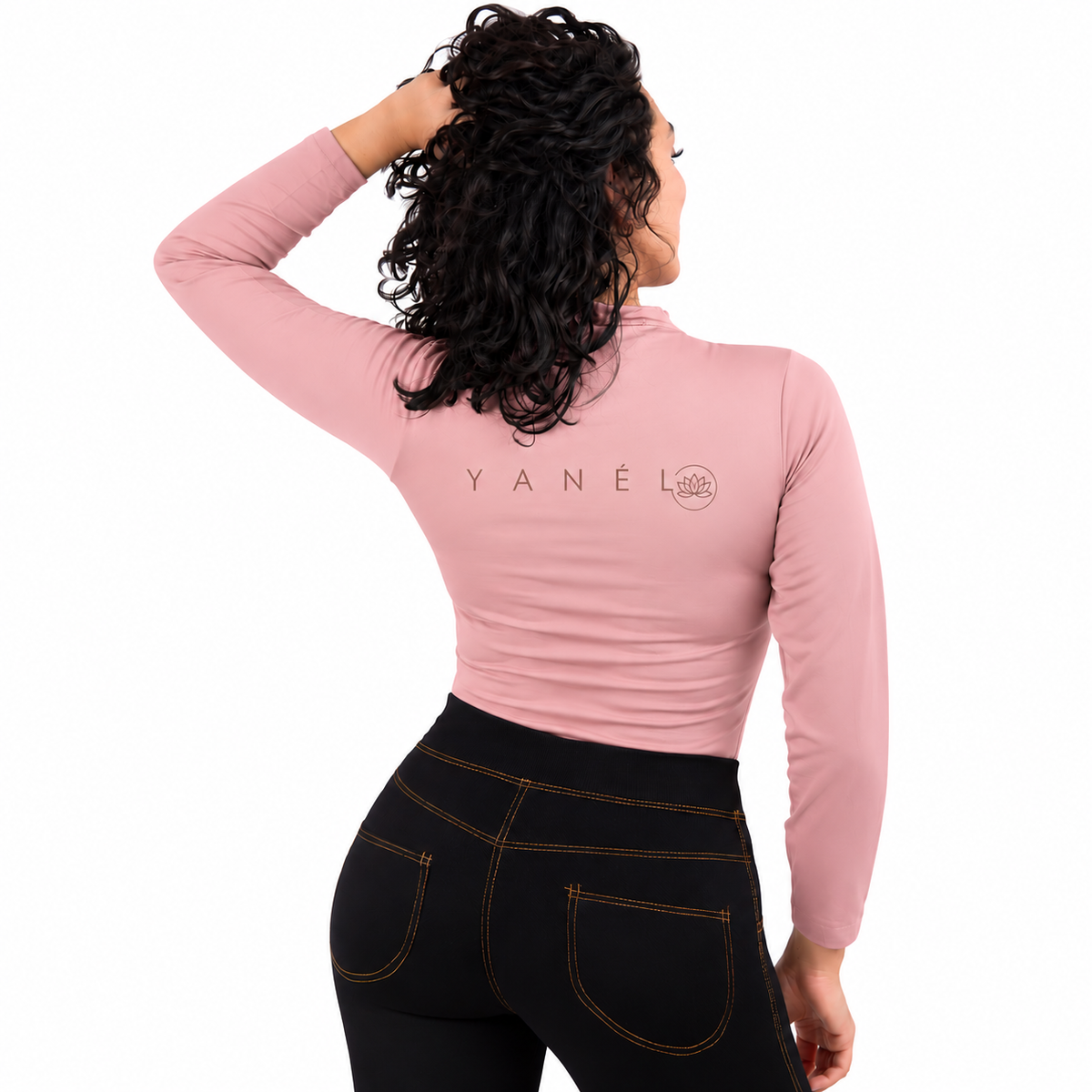 Blusa Jera Cuello Alto Afelpado Unitalla Manga Larga Rosa Palo
