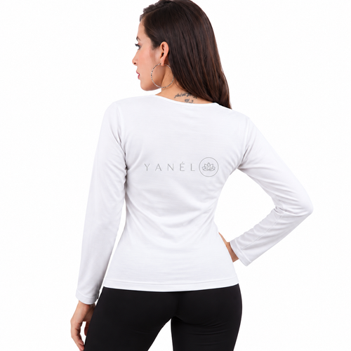 Blusa Jera Afelpada Manga Larga Cuello Redondo Unitalla Blanco