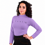 Blusa Jera Cuello Alto Afelpado Unitalla Manga Larga Lila