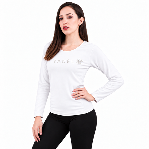 Blusa Jera Afelpada Manga Larga Cuello Redondo Unitalla Blanco