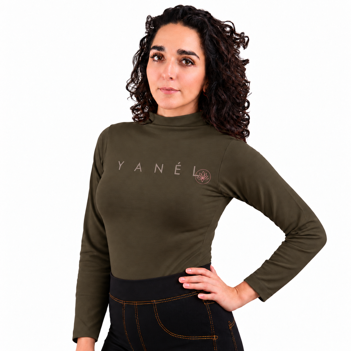 Blusa Jera Cuello Alto Afelpado Unitalla Manga Larga Café