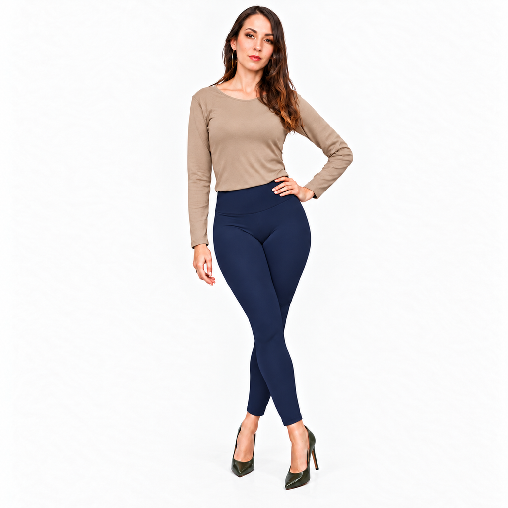 Leggings Térmicos Afelpados para Mujer Unitalla Pretina Alta azul Marino