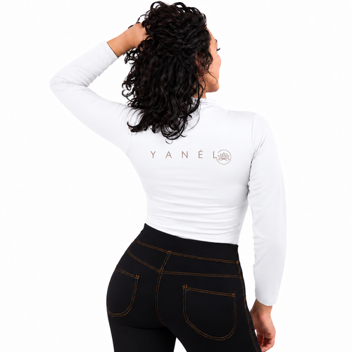 Blusa Jera Afelpada Manga Larga Cuello Alto Unitalla Blanco
