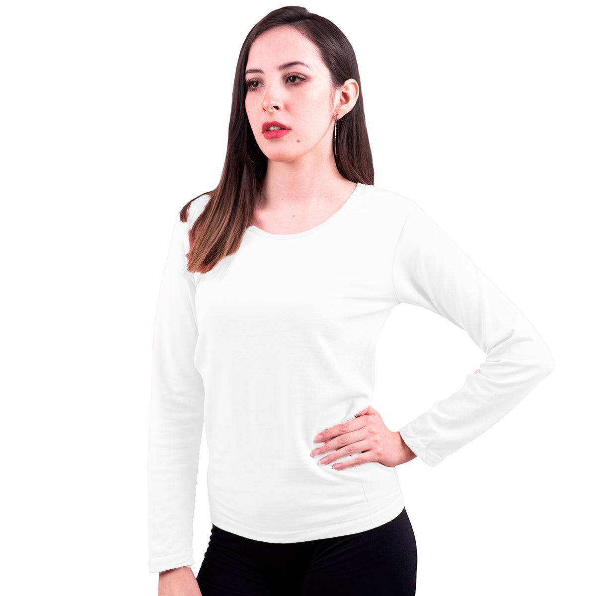 Blusa Jera Afelpada Manga Larga Cuello Redondo Unitalla Blanco