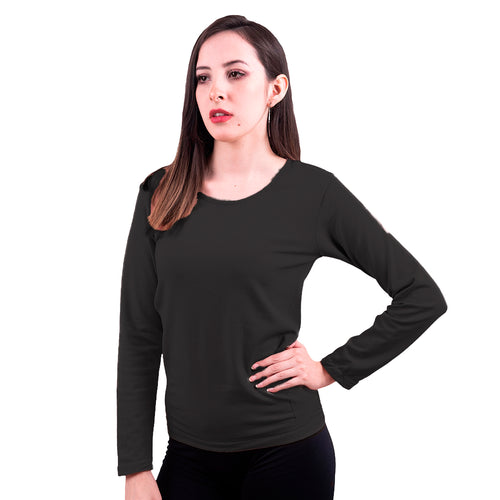 Blusa Jera Afelpada Manga Larga Cuello Redondo Unitalla Negro