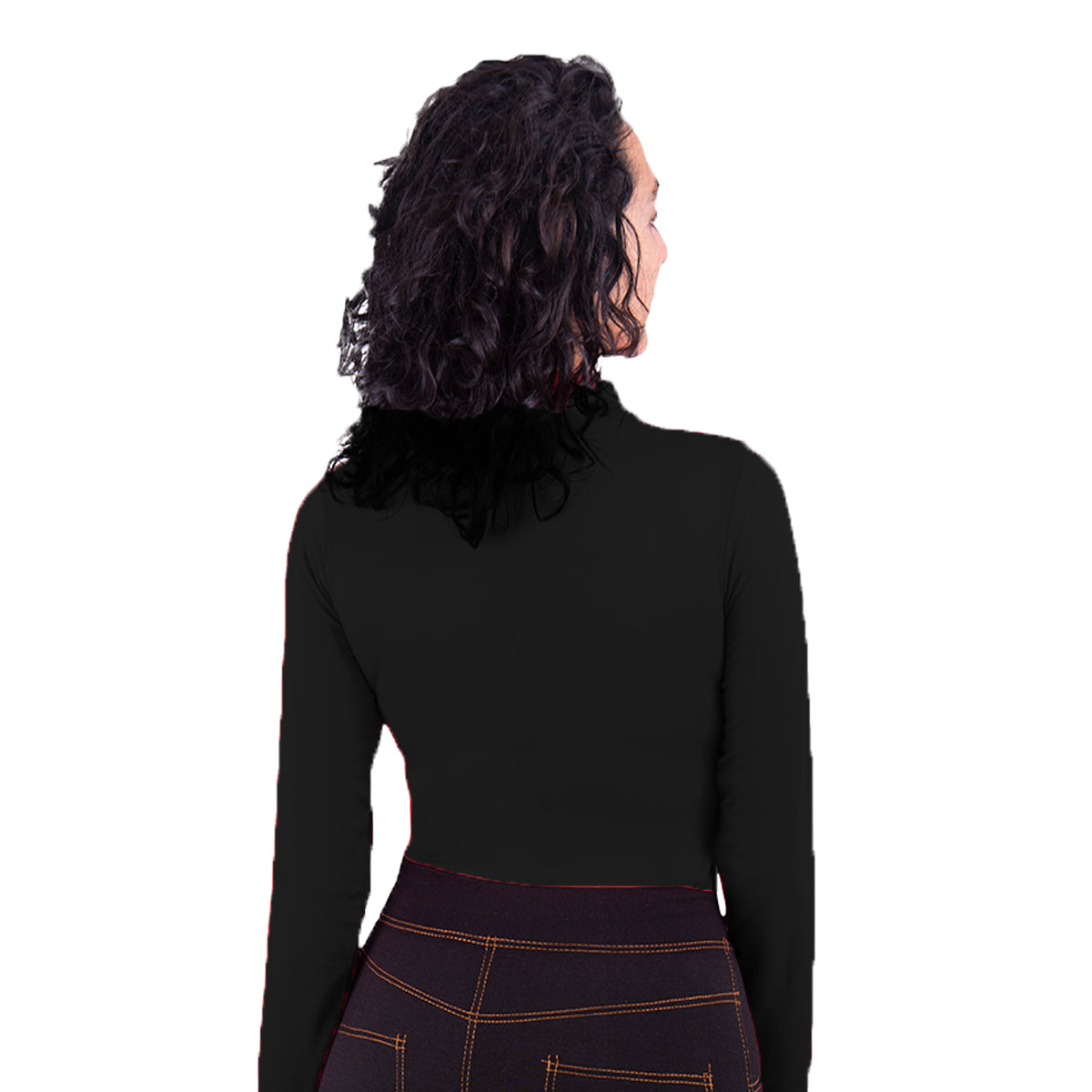 Blusa Jera Afelpada Manga Larga Cuello Alto Unitalla Negro