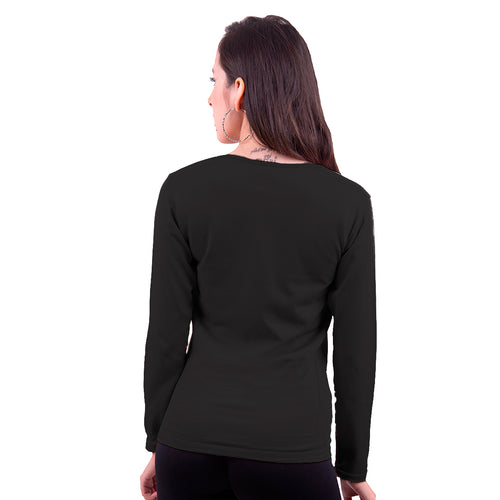 Blusa Jera Afelpada Manga Larga Cuello Redondo Unitalla Negro