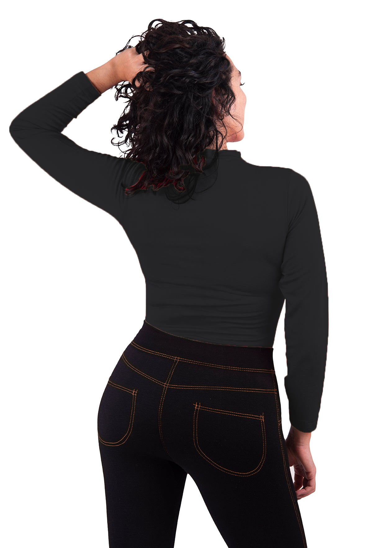 Blusa Jera Afelpada Manga Larga Cuello Alto Unitalla Negro
