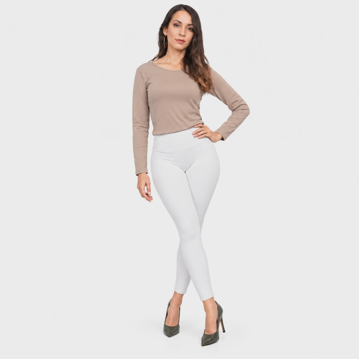 Leggings Térmicos Afelpados para Mujer Unitalla Pretina Alta Blanco