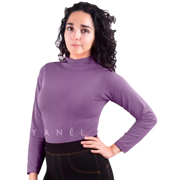 Blusa Termica Cuello Alto Afelpado Violeta