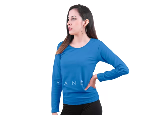 Blusa Jera Cuello Redondo Afelpada Azul