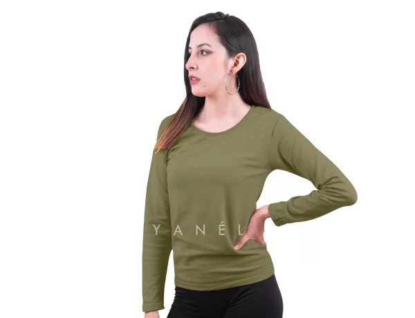 Blusa Jera Cuello Redondo Afelpada Verde Militar scaled