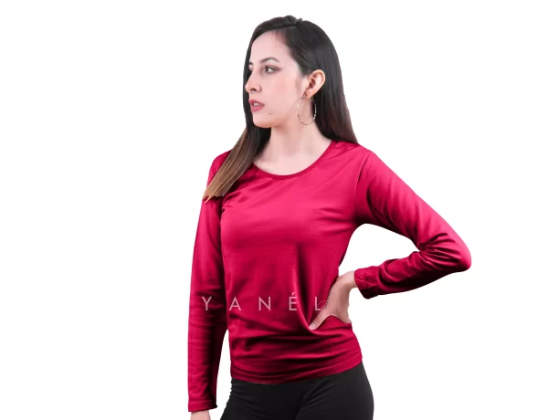 Blusa Jera Cuello Redondo Afelpada Vino